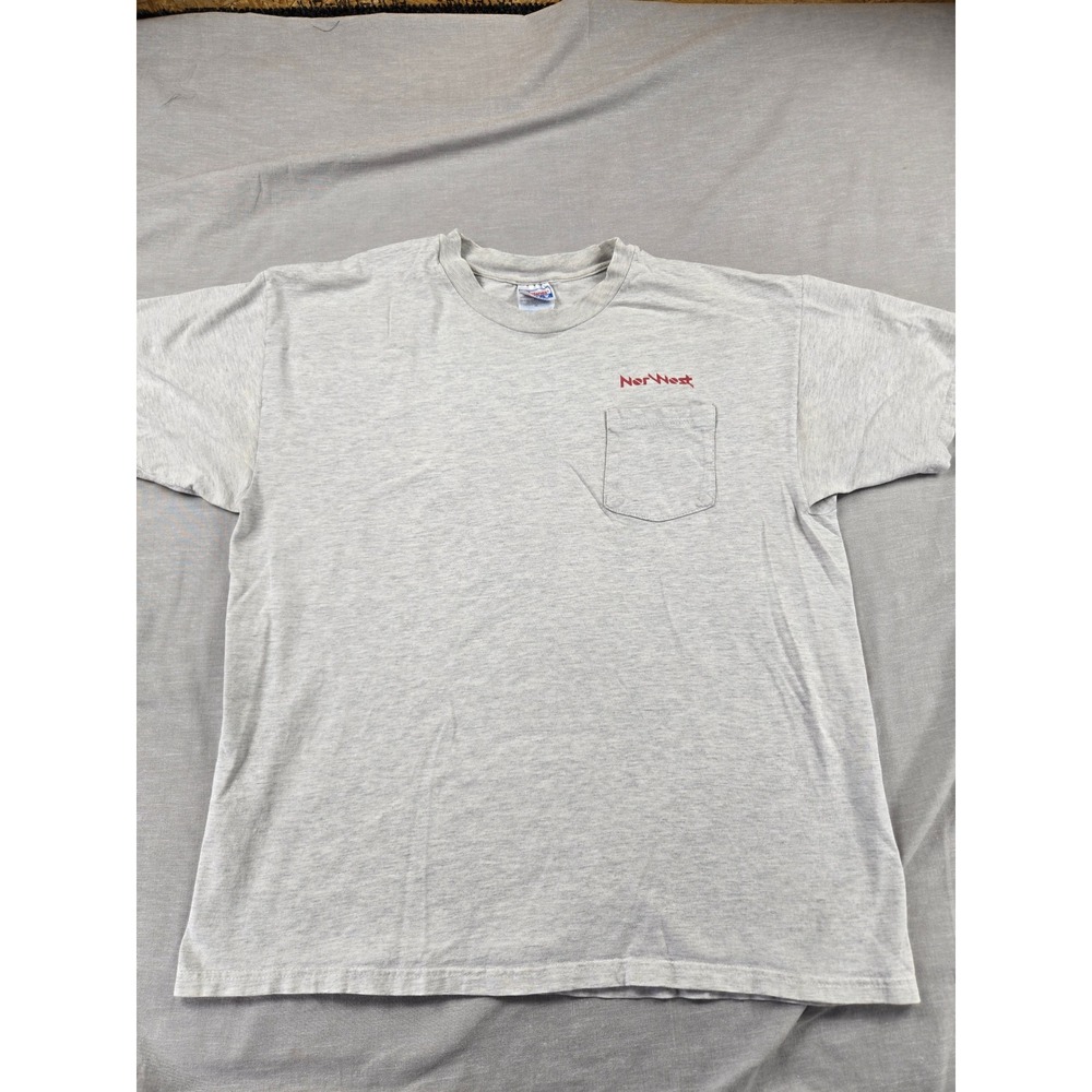 Vintage Hanes Beefy-T NorWest Pocket T Mens XL Gray Single Stitch 90s Graphic